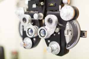 An image of a phoropter, a large device that is used to check vision