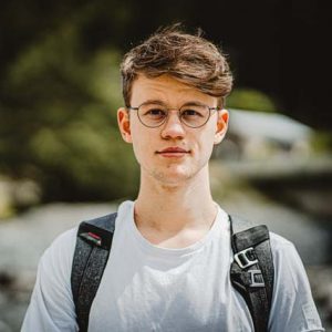 Teenage boy with glasses