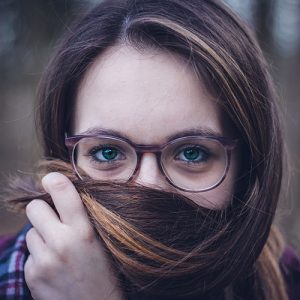 Young woman wearing glasses