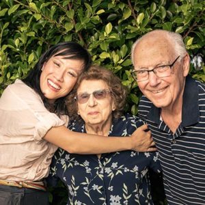 Dr Jennifer Fan Gaskin with glaucoma patient Irene, and Irene's husband George