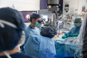 Dr Tom Edwards and colleagues at the Eye and Ear Hospital took part in pioneering surgery to deliver an investigational gene therapy.